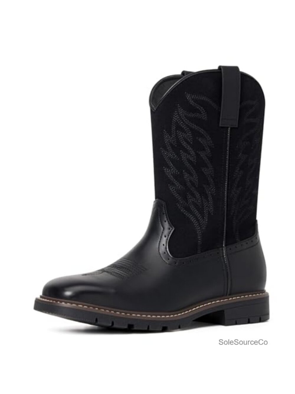 Men's Cowboy Boots Western Square Toe Slip Resistant Slip On Chunky Heel